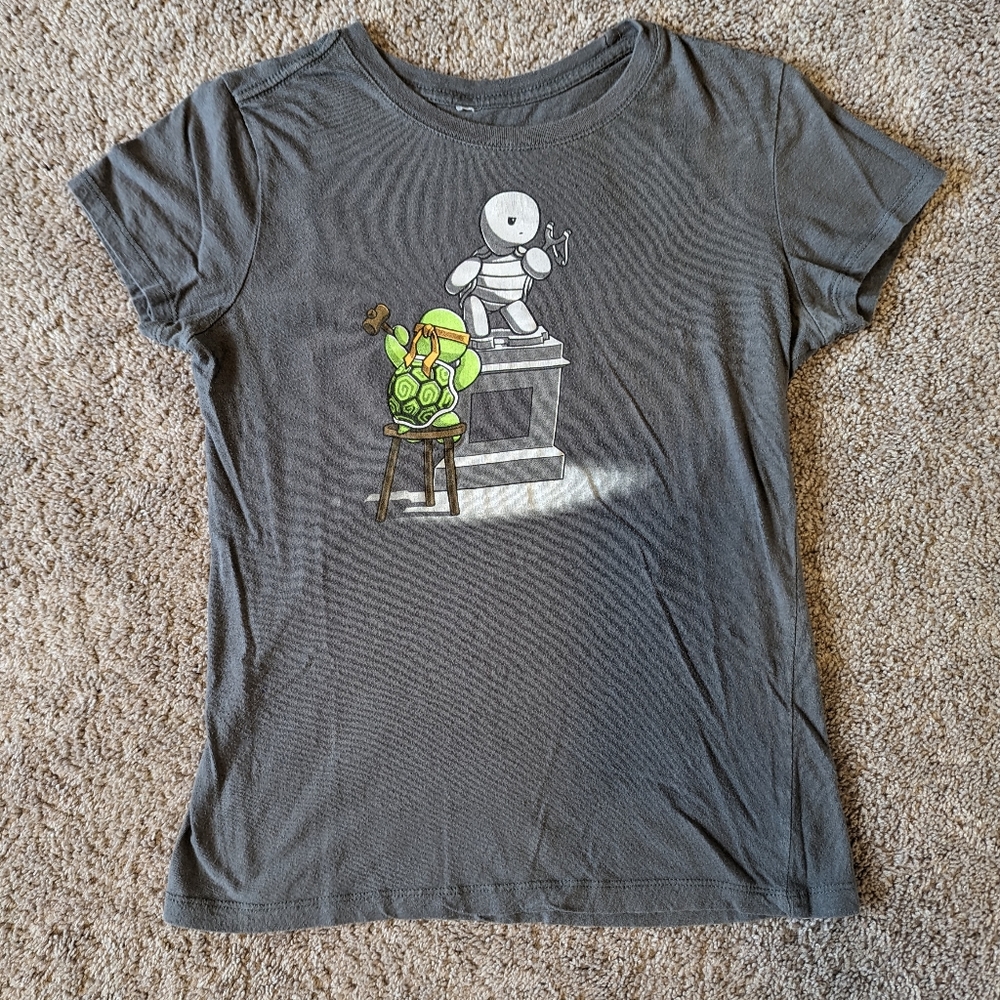 Teeturtle Ninja Turtle Michelangelo Art Grey Women's Large